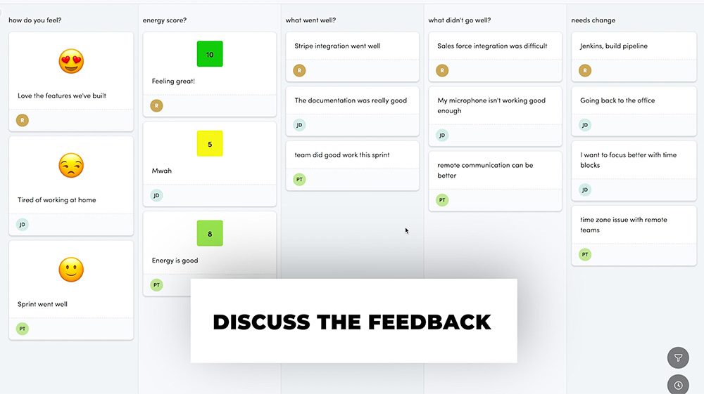 Discuss the retrospective feedback within your team